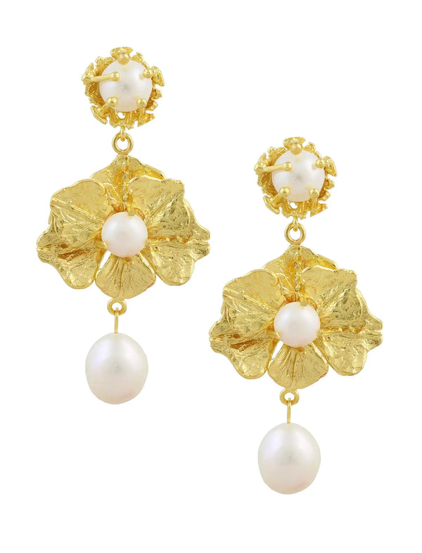 Aria Pearl Earrings Gold