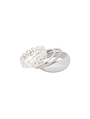 Narvi Dome Leaf Classic Ring Stack