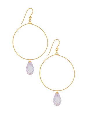 One Dame Lane 
Lavender Crystal Hoop Earrings 