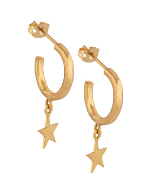 Ottoman Hands Star Charm Hoop Earrings