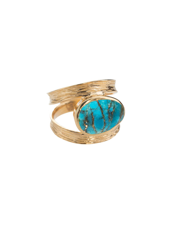 Mistral Double Band Textured Ring Turquoise