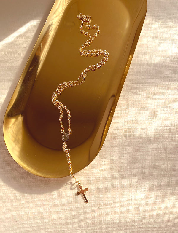 Rosary Beaded Drop Necklace