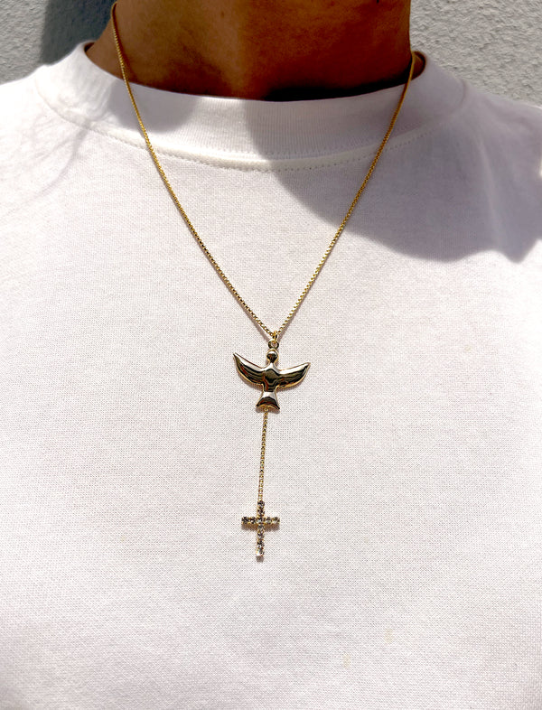 Dove Crystal Cross Necklace