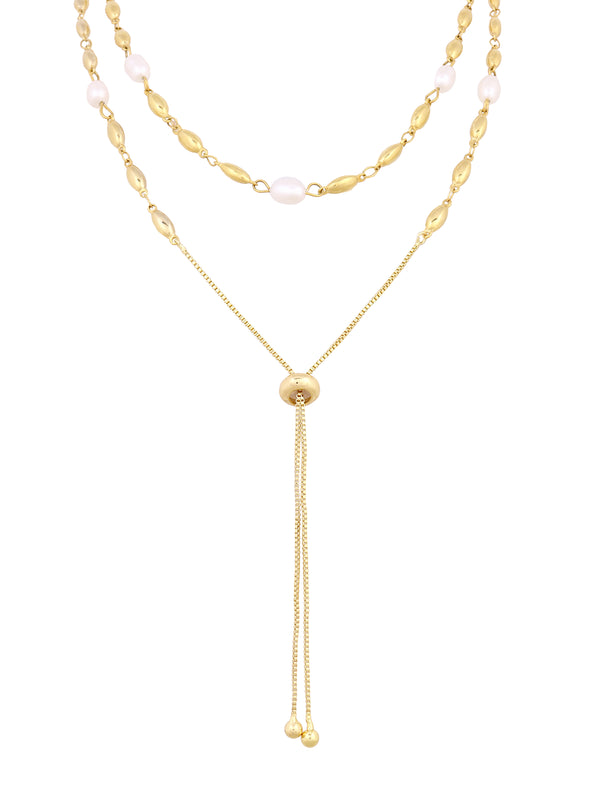 Princesa Pearl Double Strand Lariat Necklace