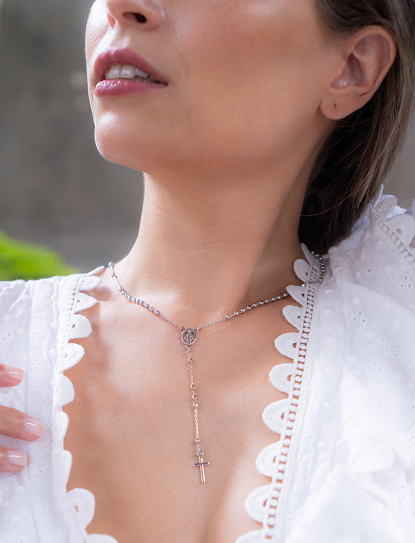 Rosary Lariat Necklace