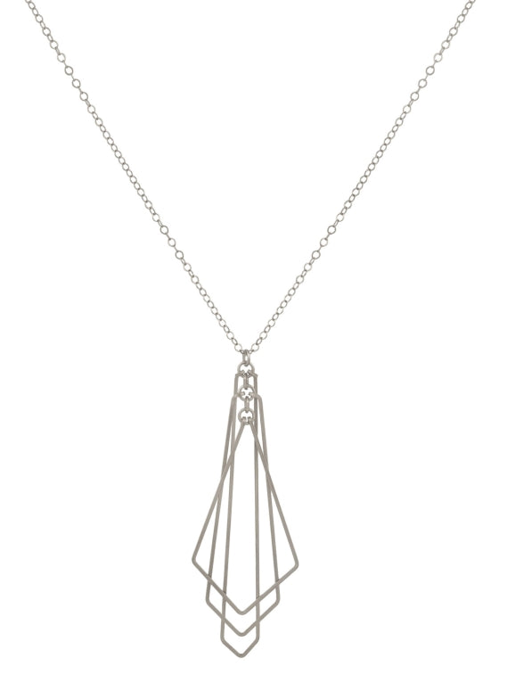 Tiered Arrow Art Deco Necklace Silver