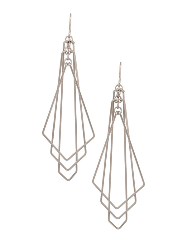 Tiered Arrow Art Deco Earrings Silver