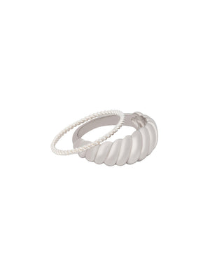 Narvi Shell Twist Ring Stack Silver