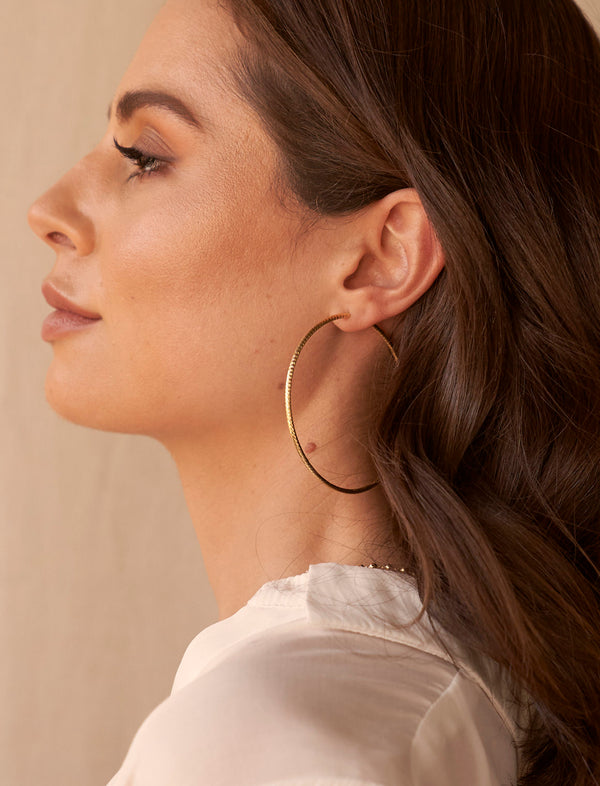 Loel & Co Diamond Cut Thread Hoop Earrings
