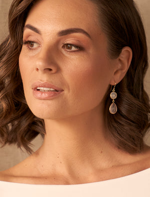 Anya Double Gemstone Teardrop Earrings