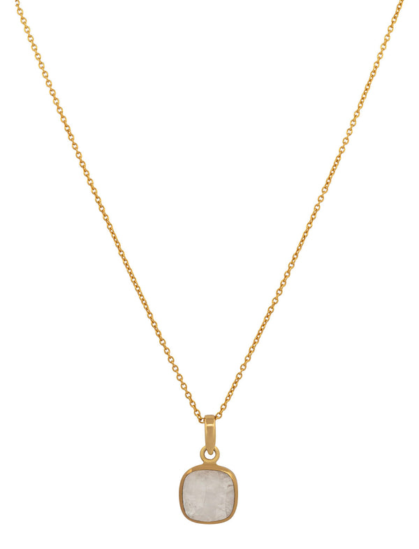 Iona Cushion Cut Square Gemstone Pendant Necklace Gold