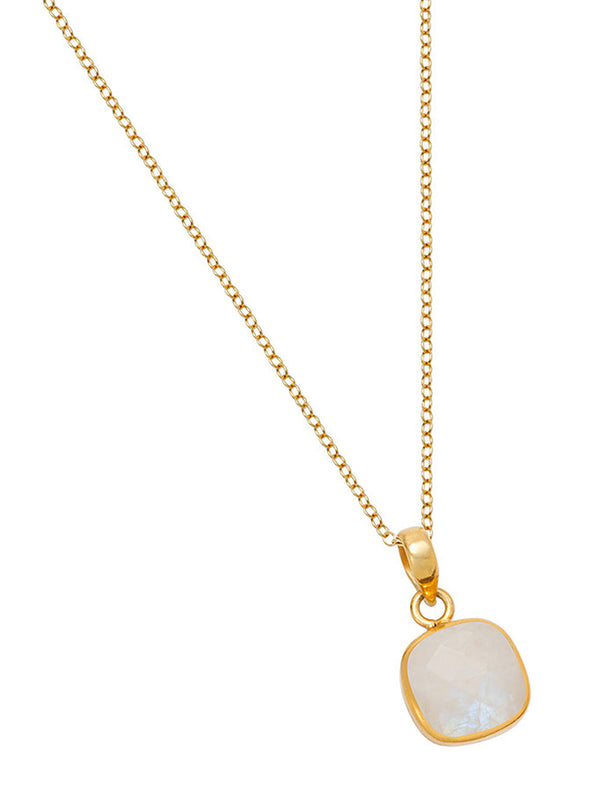 Iona Cushion Cut Square Gemstone Pendant Necklace Gold