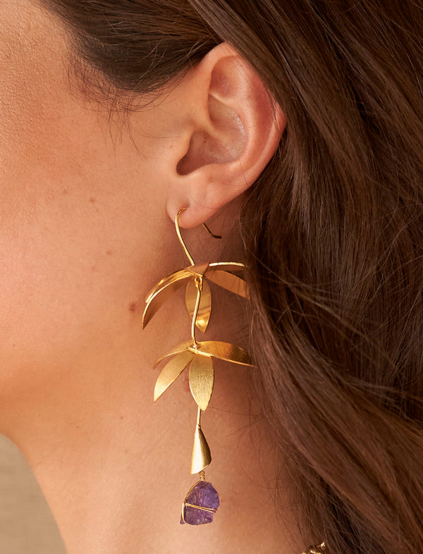 Dinari Jewels	Floral Chandelier Amethyst Earrings