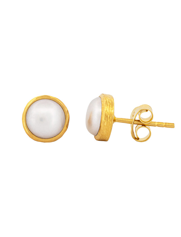 Saffron Gemstone Stud Earrings Gold