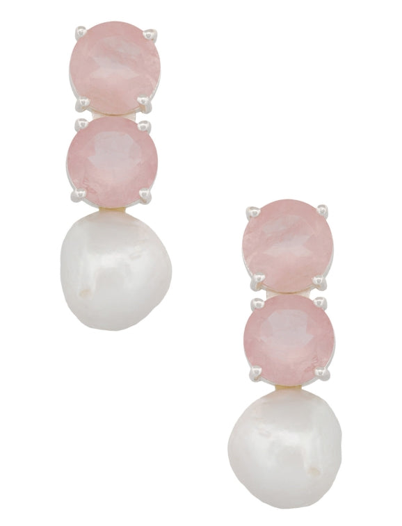 Adeline Rose Quartz Pearl Earrings