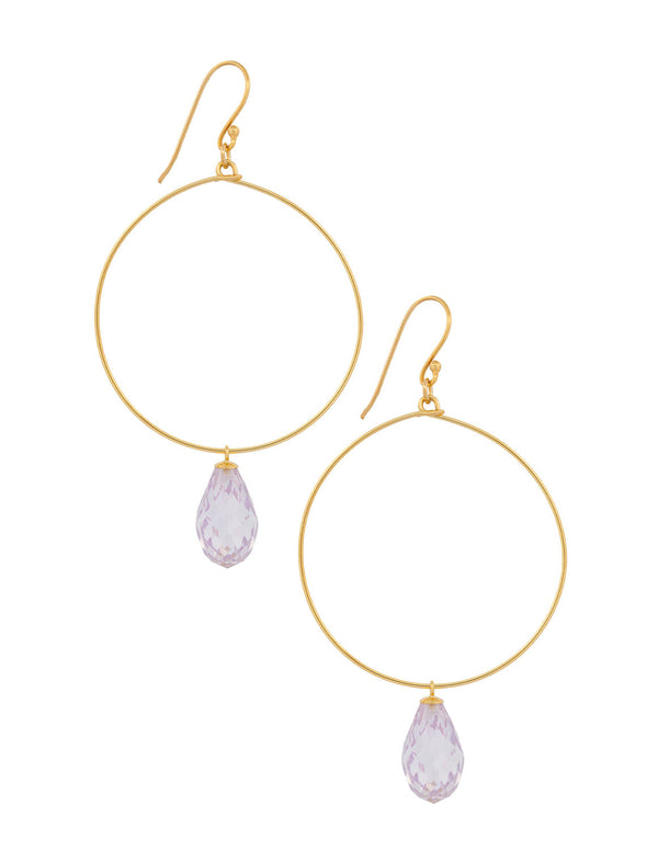 One Dame Lane 
Lavender Crystal Hoop Earrings 