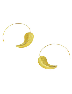 Ottoman Hands Feather Pull Through Hoop Earrings
