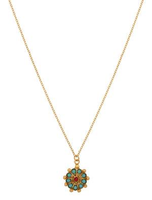 Ottoman Hands Marigold Beaded Pendant Necklace