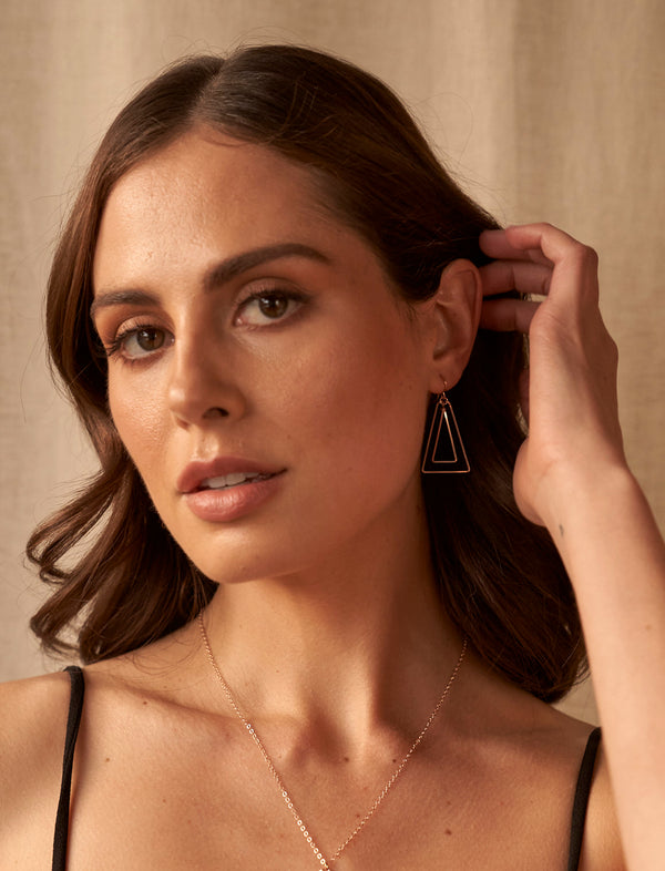 Simply Serasi
Linked Up Triangle Art Deco Earrings Rose Gold