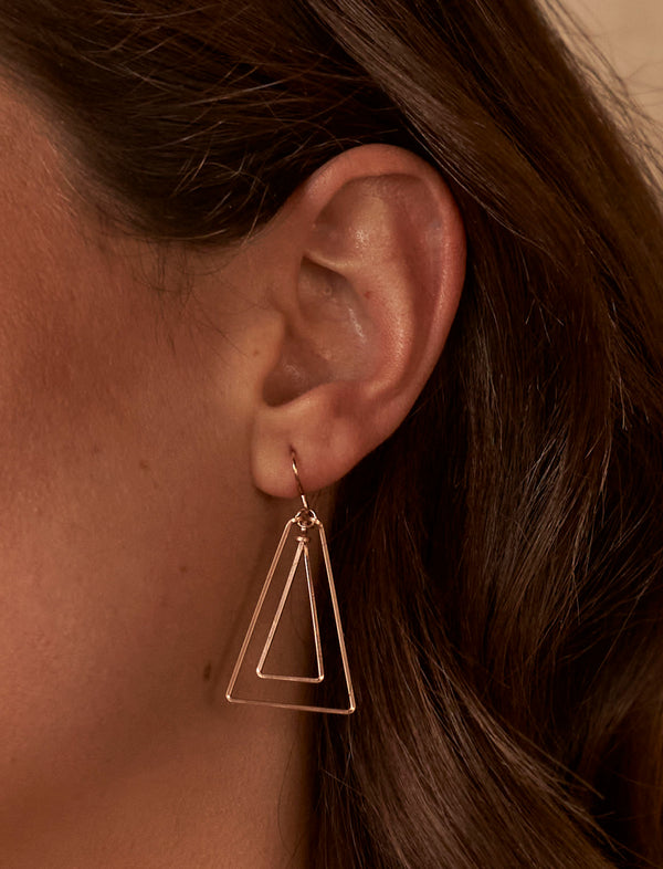 Simply Serasi
Linked Up Triangle Art Deco Earrings Rose Gold